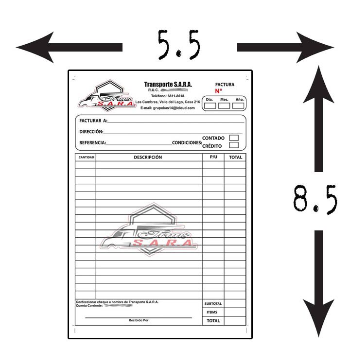 Facturero media carta 8.5 x 5.5 pulg.