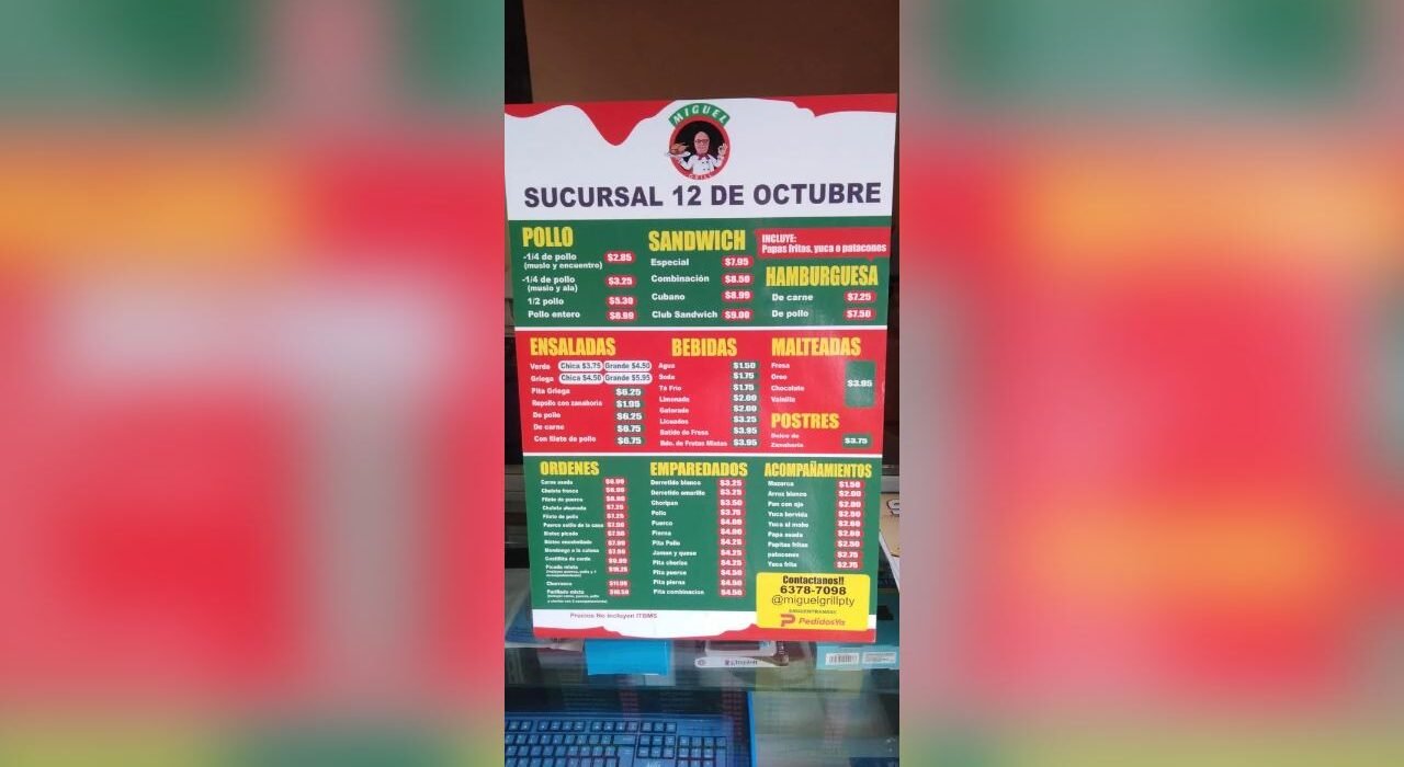 Habladores impresos para restaurante con menú de comidas y precios