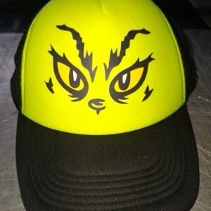 Gorra de Grinch / estilo camionero verde fosforecente de alta calidad.