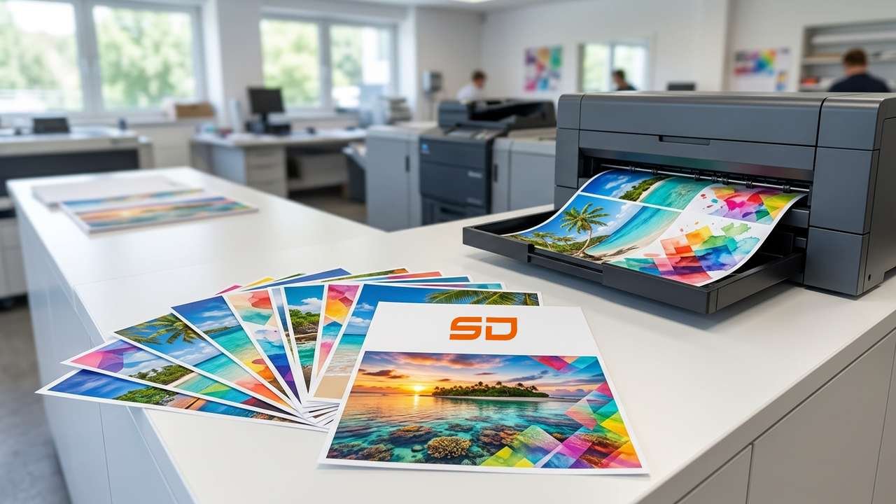 Impresora de producción imprimiendo a full color en imprenta – ServiDigitales Panamá