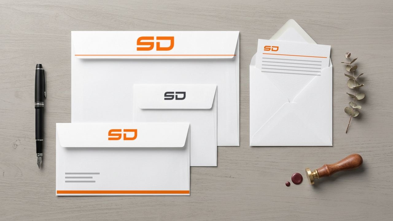 Sobres membretados impresos en varios tamaños con logo SD – ServiDigitales Panamá